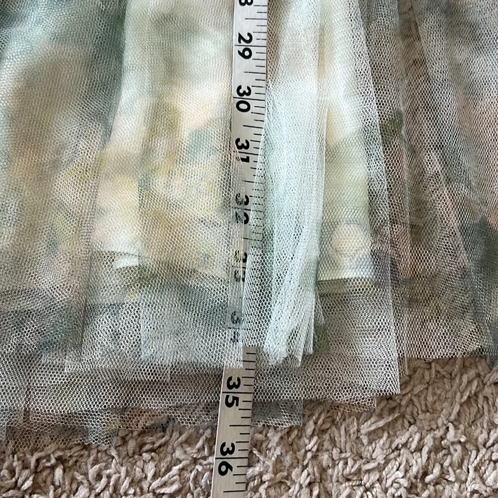 Jenny‎ Yoo Ivory Sage Maia Printed Tulle Sweetheart Strapless Dress Women Medium
